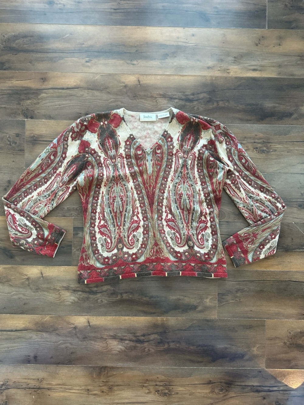 Neiman Marcus Cashmere Sweater Paisley Boho Upcycle Project Top